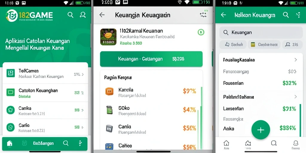 Antarmuka aplikasi Catatan Keuangan 182GAME yang menarik dan informatif.