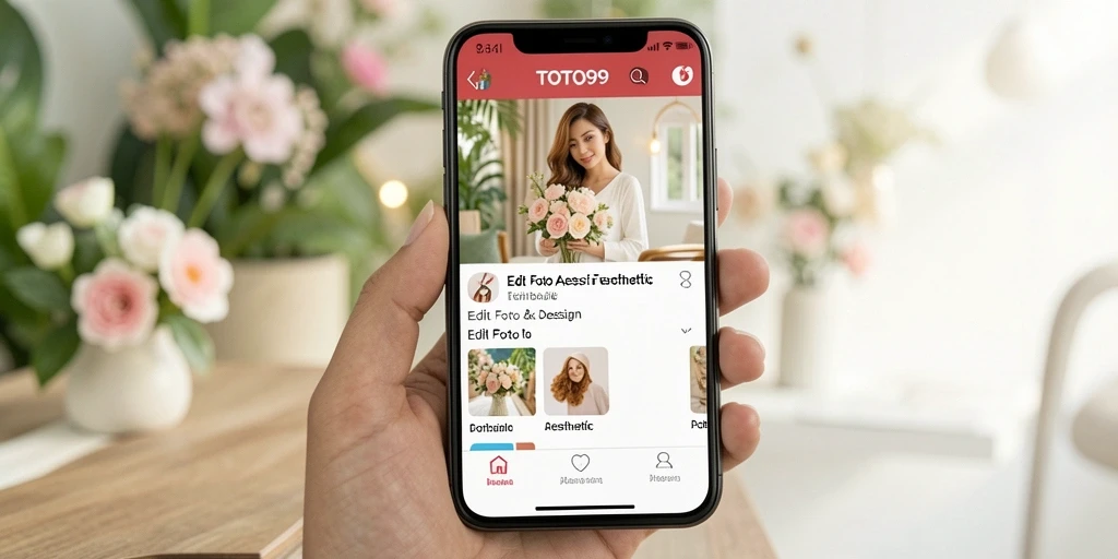 Antarmuka TOTO99 dengan fitur Edit Foto Aesthetic yang menarik.