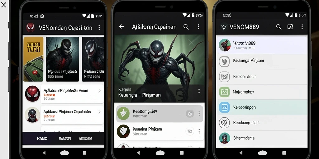 Tampilan antarmuka aplikasi VENOM889 yang sederhana dan intuitif.