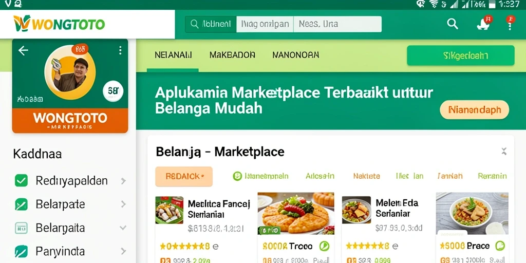 Antarmuka WONGTOTO yang ramah pengguna dengan berbagai pilihan produk.